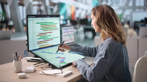 Project Manager Plans Team Schedule Stock Footage 336372316