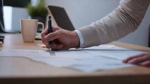 Project manager for renewable energy and wind energy working in office Stock Footage 289727318