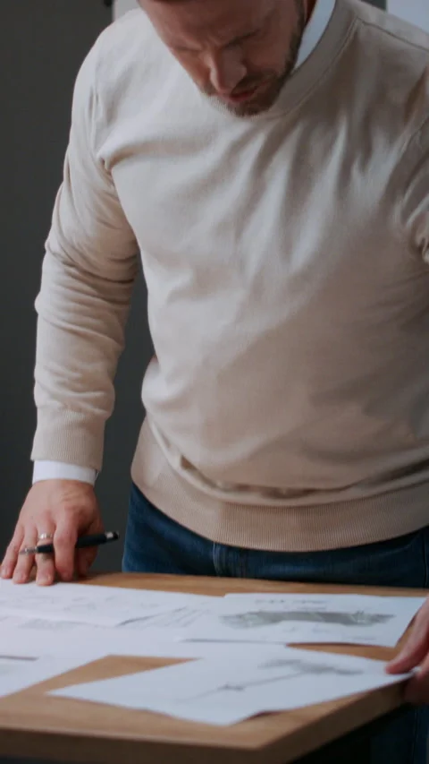 Project manager for renewable energy and wind energy working in office Stock Footage 289729022