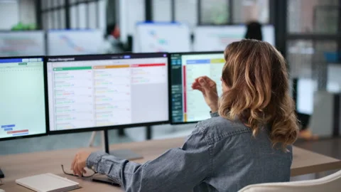Project Manager Reviews Broken Schedule On Computer, Feeling Stressed Stock Footage 337226633