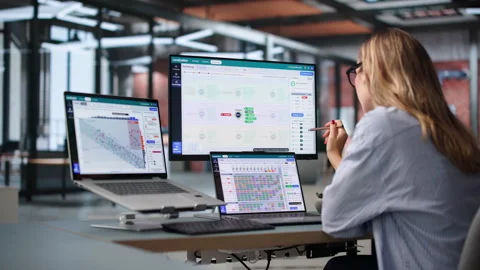 Project Manager Reviews Multilingual Content On Laptop Stock Footage 347900641