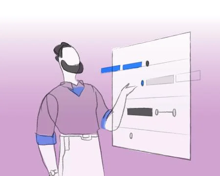 A project manager set the task on the board Stockillustratie