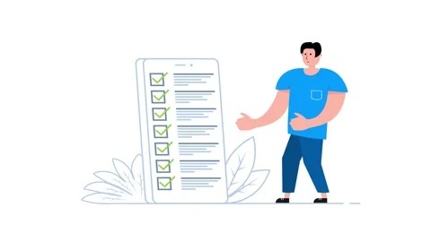 Project manager showing completed checklist on smartphone, white and green Video stock 315016289