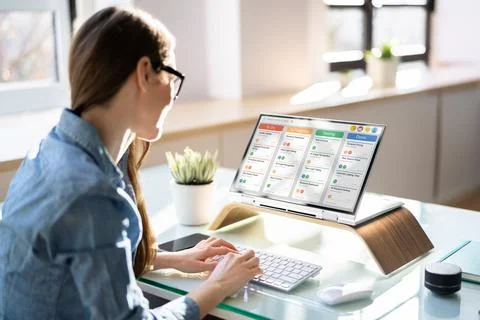 Project Manager Using Agile Software Stock Photos