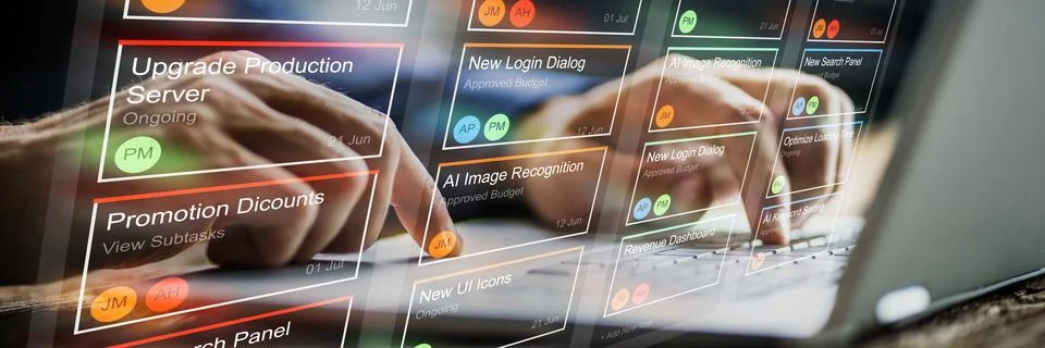 Project Manager Using Agile Software Stock Photos