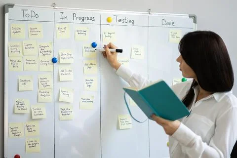 Project Manager Using Kanban Methodology Stock Photos