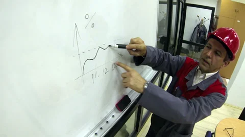 Project Manager Using Whiteboard Stock Footage 36755092