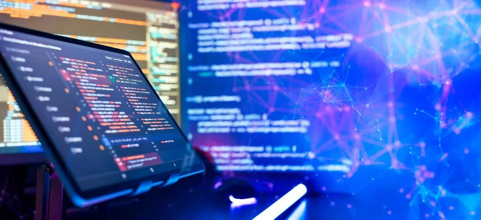 Project managers work new idea. Mobile app developer. Innovative startup pr.. Stockfoto's