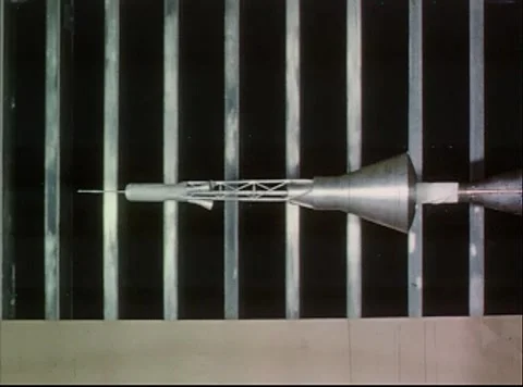 Project Mercury research program conductin wind tunnel tests on scale model caps Stock Footage 297465049