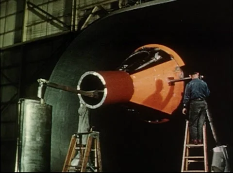 Project Mercury research program testing of full scale capsule in wind tunnel Stock Footage 297465050