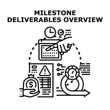Project milestone deliverables overview planning process Stock Illustration
