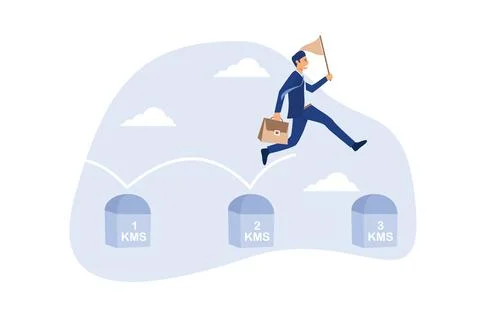 Project milestone to progress toward business goal, journey or execution to a Stock Illustration