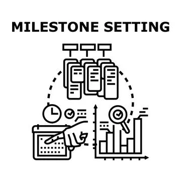 Project milestone setting planning and progress tracking concept Stock Illustration