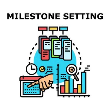Project milestone setting planning and progress tracking concept Stock Illustration