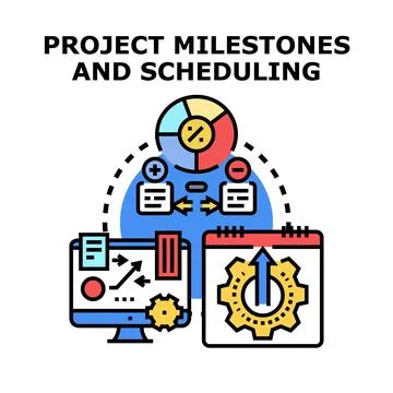 Project milestones and scheduling strategy planning Ilustración de archivo