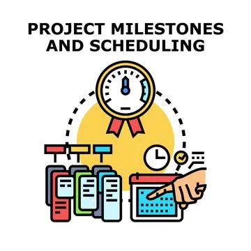 Project milestones and task scheduling planning timeline management Stock Illustration