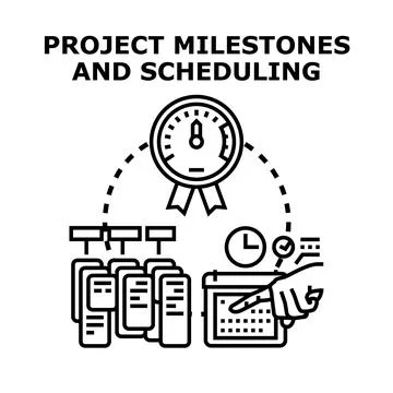 Project milestones and task scheduling planning timeline management Stock Illustration