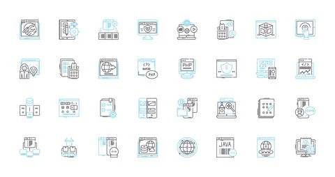 Project optimization linear icons set. Efficiency, Streamlining, Enhancement Illustrazione stock