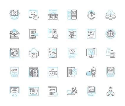 Project optimization linear icons set. Efficiency, Streamlining, Enhancement 스톡 일러스트