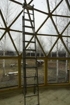 Project of Passive Solar Geodesic Dome Houses Stock Photos