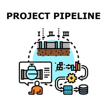Project pipeline illustrating business development process flow Stock Illustration
