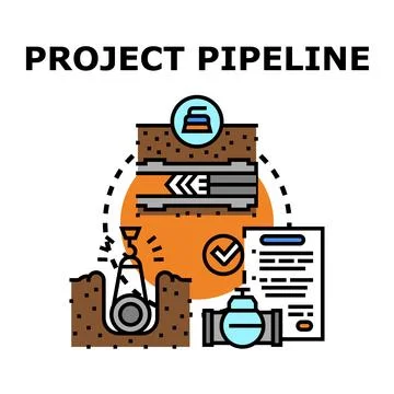 Project pipeline planning and development stages process Stock Illustration
