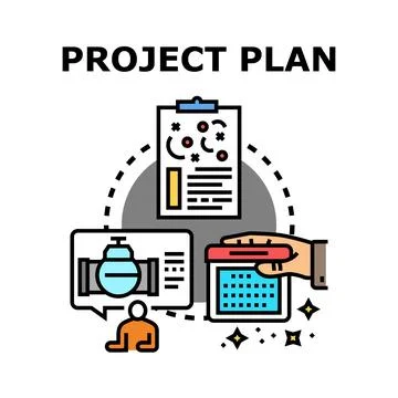 Project plan management planning scheduling tasks work Stock Illustration