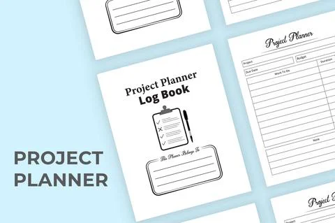 Project planner notebook KDP interior. Task planner logbook. Work planner che Illustrazione stock