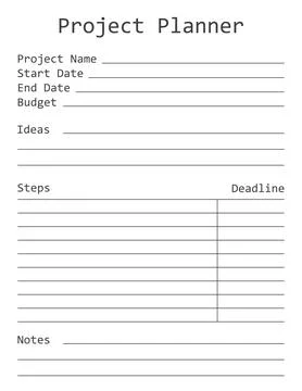 Project Planner Template. A concise design for a business notepad page. Bus.. Illustrazione stock