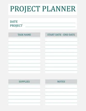 Project Planner Template. A concise design for a business notepad page. Bus.. Stock-Illustration