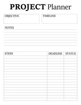 Project Planner Template. A concise design for a business notepad page. Bus.. Stock Illustration