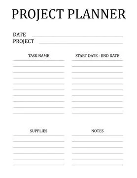 Project Planner Template. A concise design for a business notepad page. Bus.. Stock Illustration