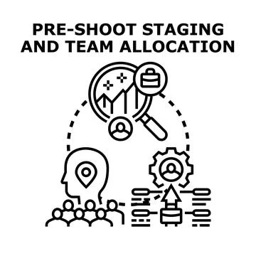Project planning allocating team roles for staging process Ilustração Stock