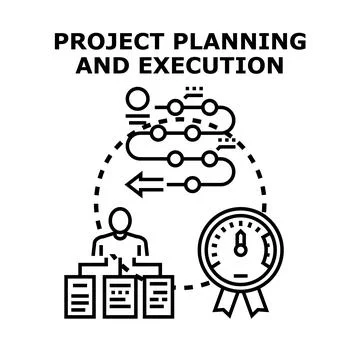 Project planning and execution organizing workflow process Stock Illustration