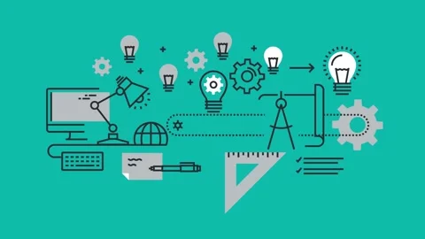 Project planning and management concept with various tools Stock Footage 340282696