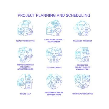 Project planning and scheduling blue gradient concept icons set イラスト素材