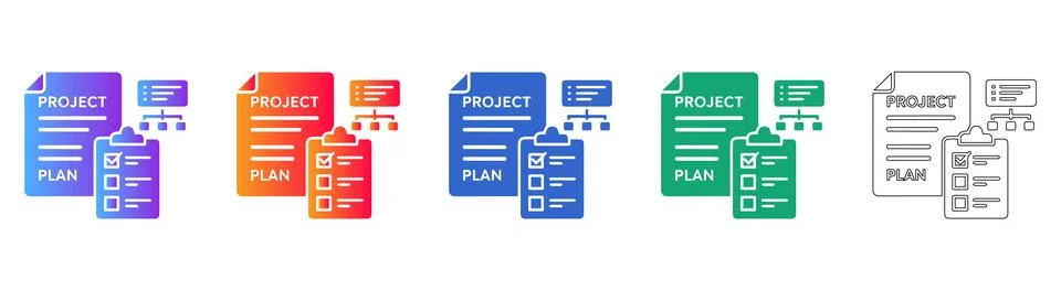Project Planning and Task Icons Stock Illustration