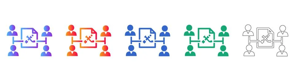 Project Planning and Team Workflow Strategy Icons Stock Illustration