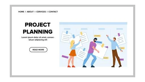 Project Planning And Team Working Strategy Vector Stock Illustration