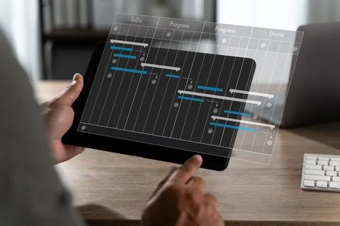 Project planning concept with timeline bars and progress columns manager re.. Stock Photos