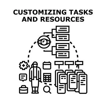 Project planning customizing tasks assigning resources managing workflow 库存插图