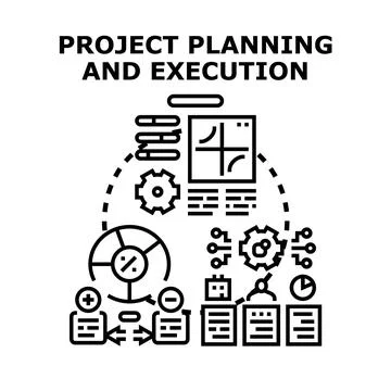 Project planning execution and management tasks Illustrazione stock