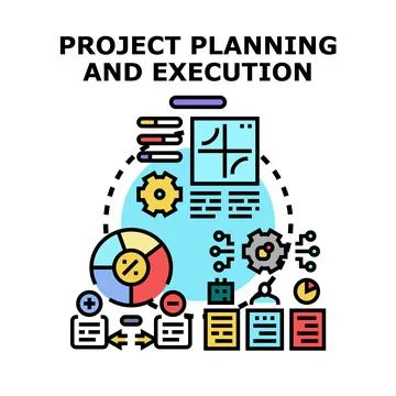 Project planning execution and management tasks Illustrazione stock