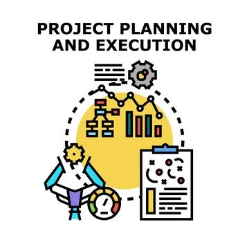 Project planning execution process development workflow Stock Illustration
