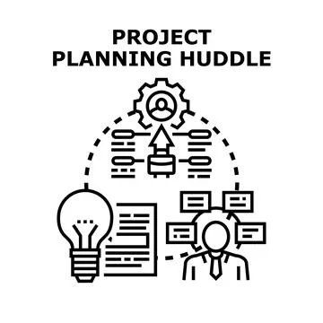 Project planning huddle developing strategy and optimizing workflow Stock-Illustration
