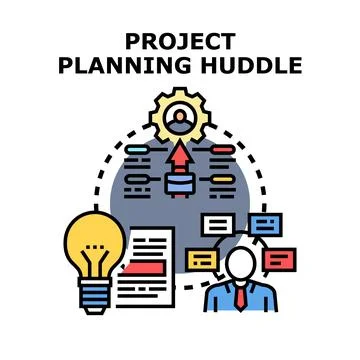 Project planning huddle developing strategy and optimizing workflow Ilustración de archivo