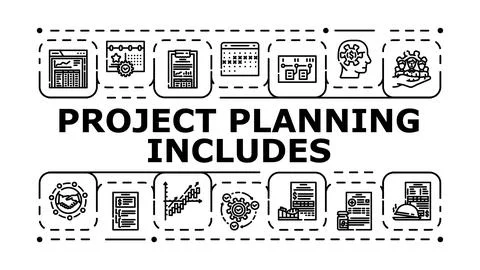 Project planning includes banner icon vector illustration Stock Illustration