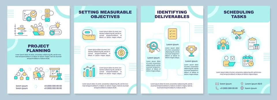 Project planning mint brochure template Stock Illustration