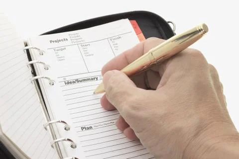 Project planning on organizer Foto stock