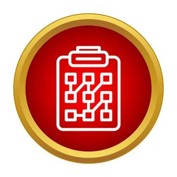 Project planning process flowchart on red clipboard icon Illustrazione stock